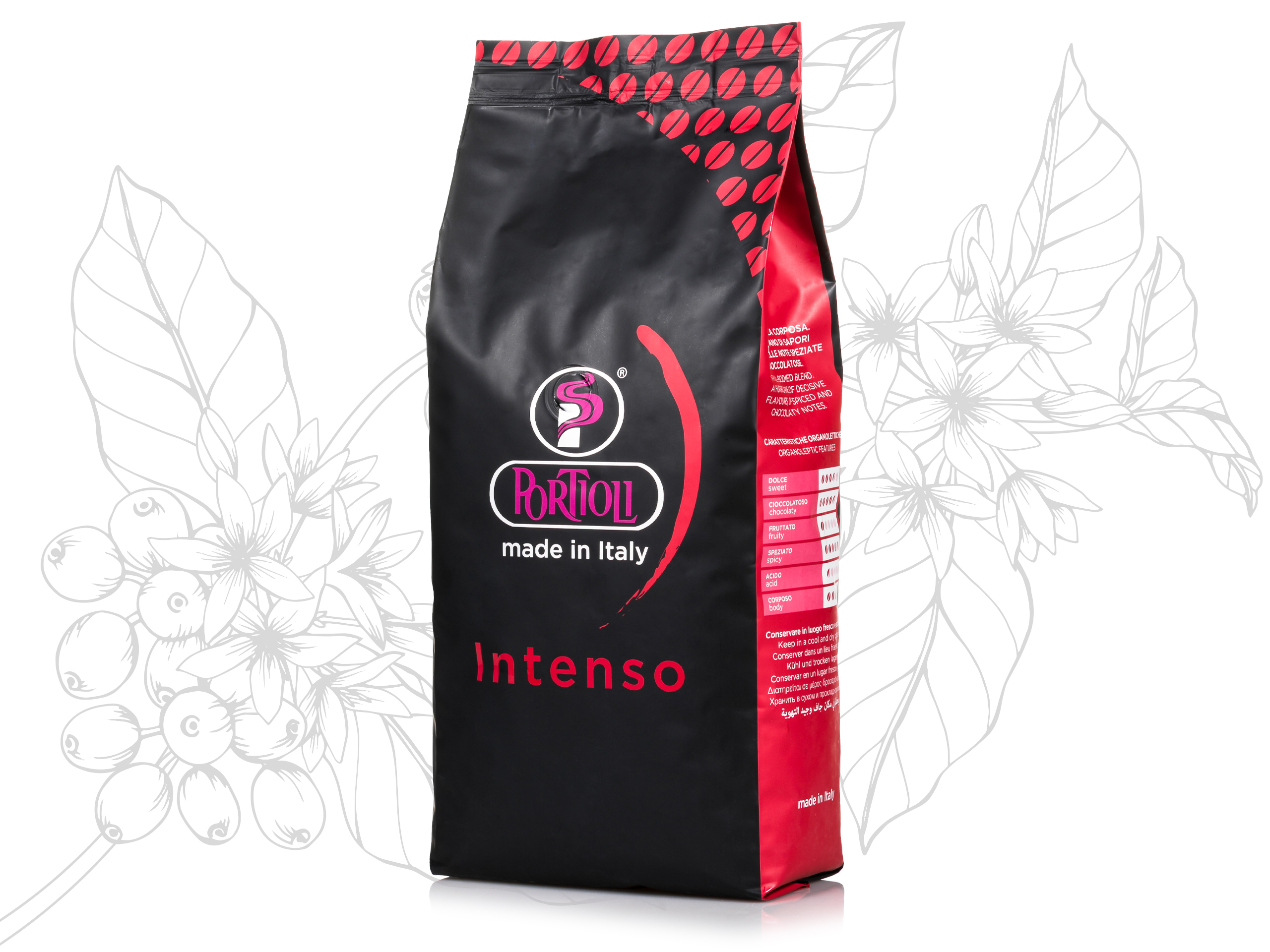 Intenso coffee blend for bars in 1000g Portioli bags.